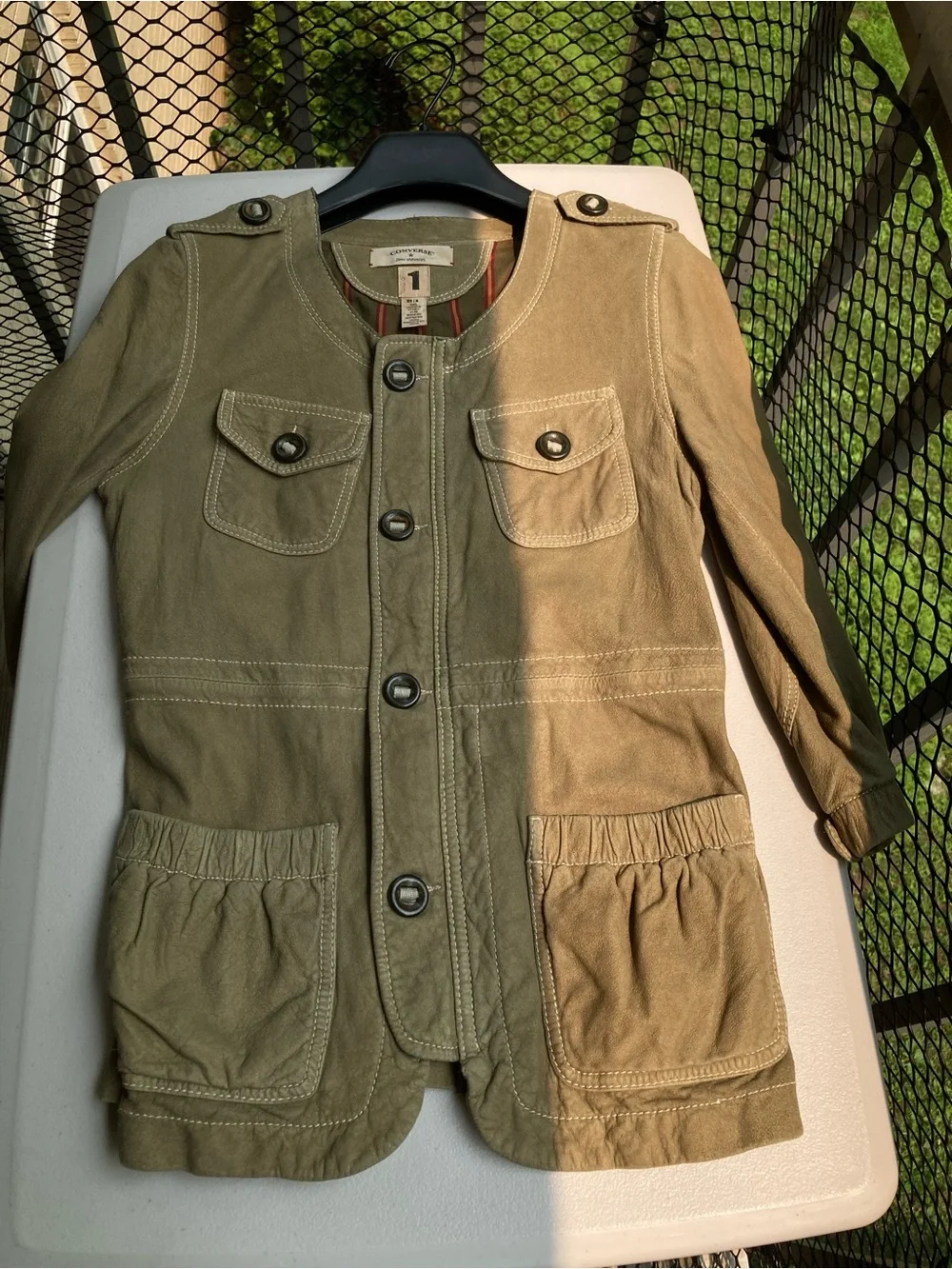 John Varvatos for Converse First School Apparel Series Green Leather Jacket Y2K